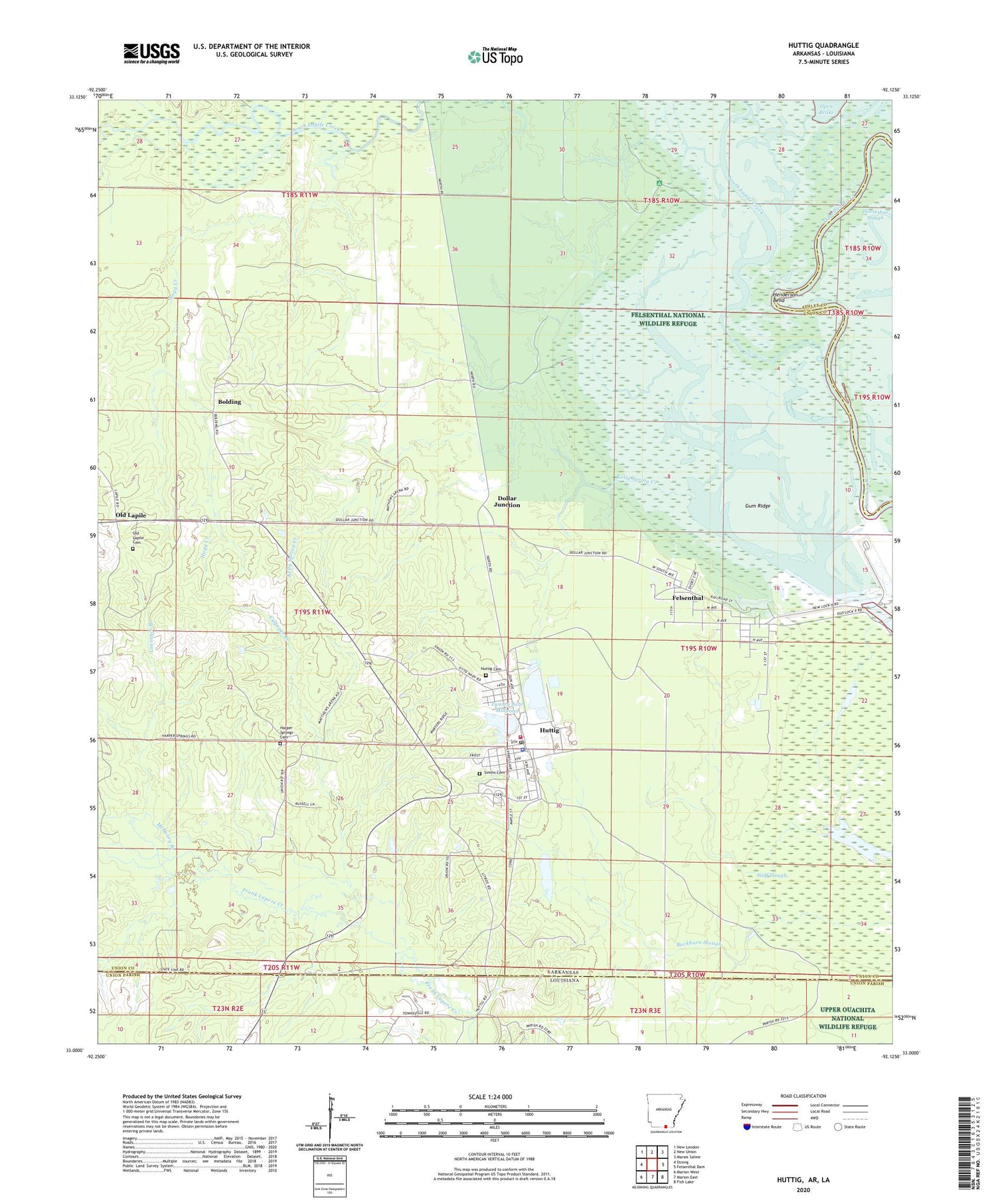 Huttig Arkansas US Topo Map Image