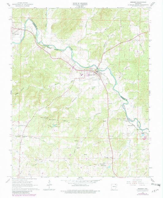 Classic USGS Imboden Arkansas 7.5'x7.5' Topo Map Image