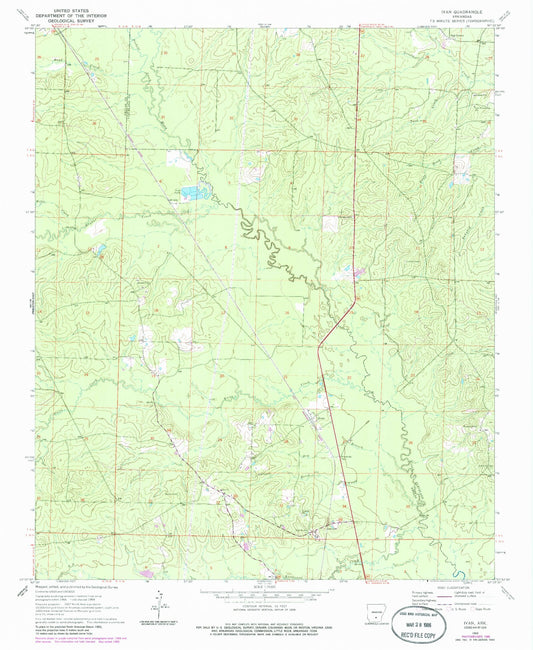 Classic USGS Ivan Arkansas 7.5'x7.5' Topo Map Image