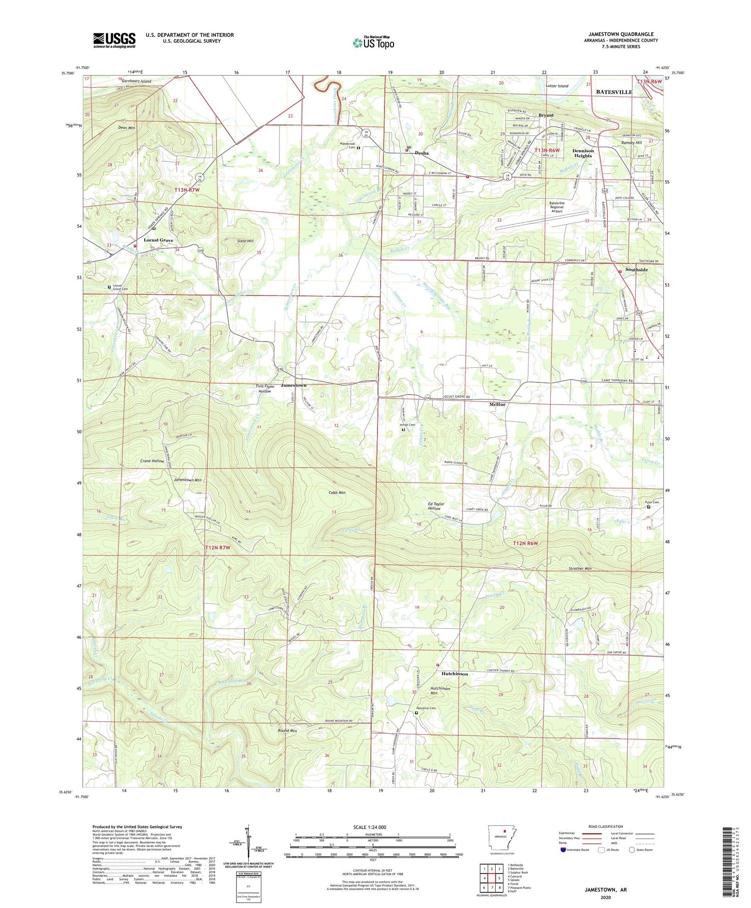 Jamestown Arkansas US Topo Map Image