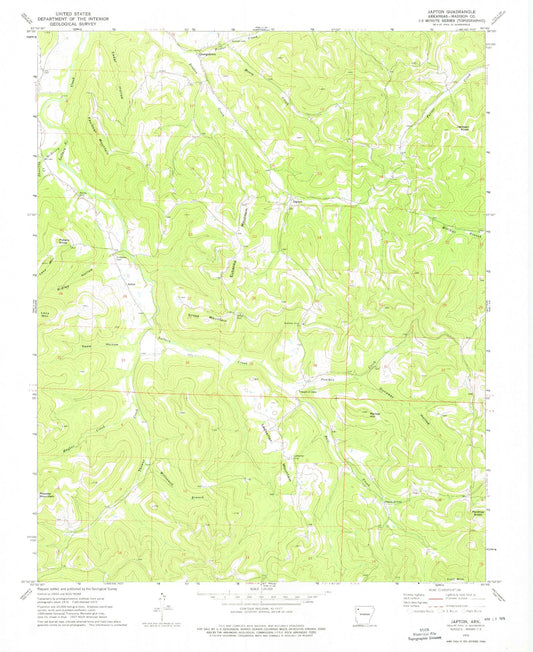 Classic USGS Japton Arkansas 7.5'x7.5' Topo Map Image