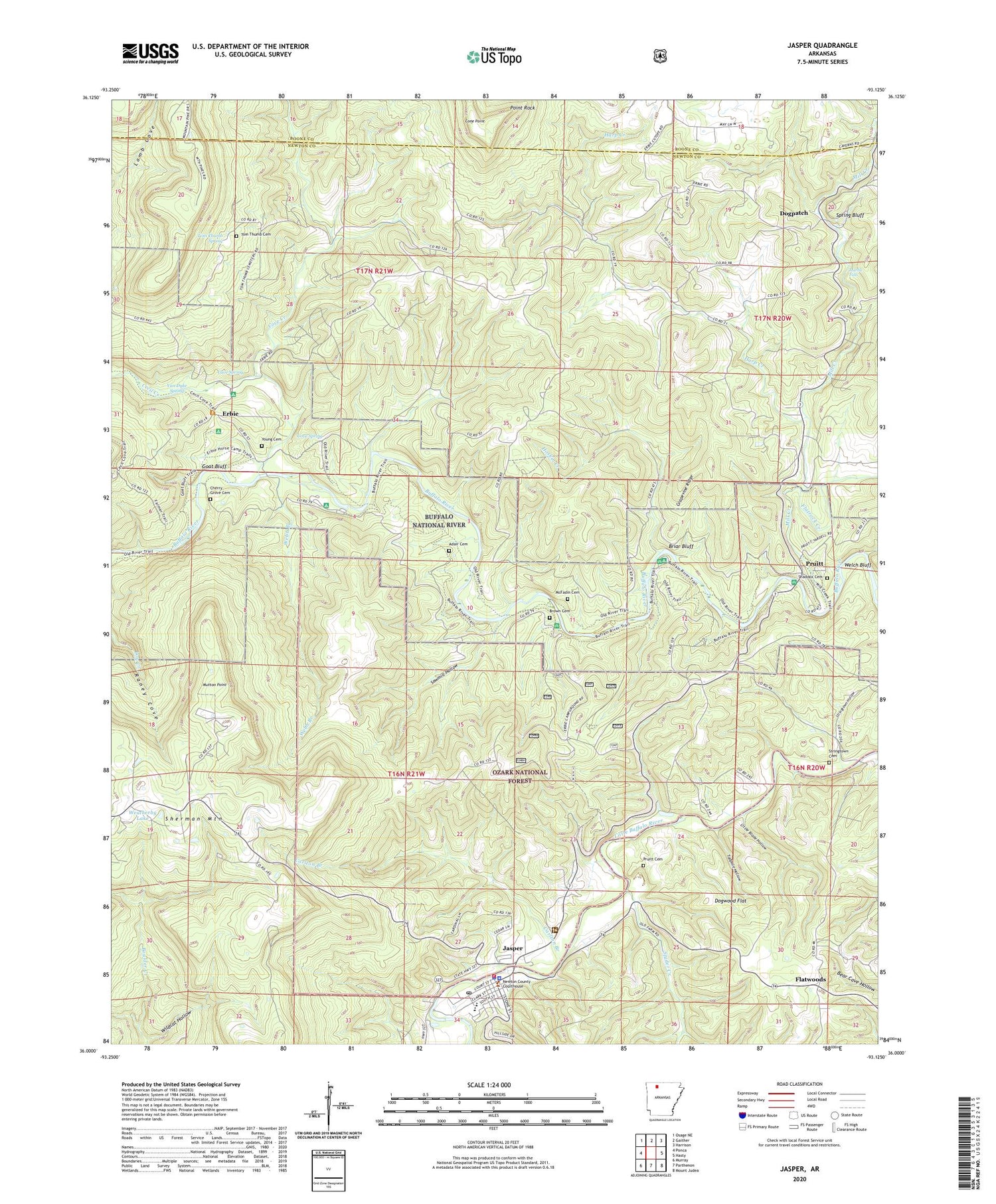 Jasper Arkansas US Topo Map Image