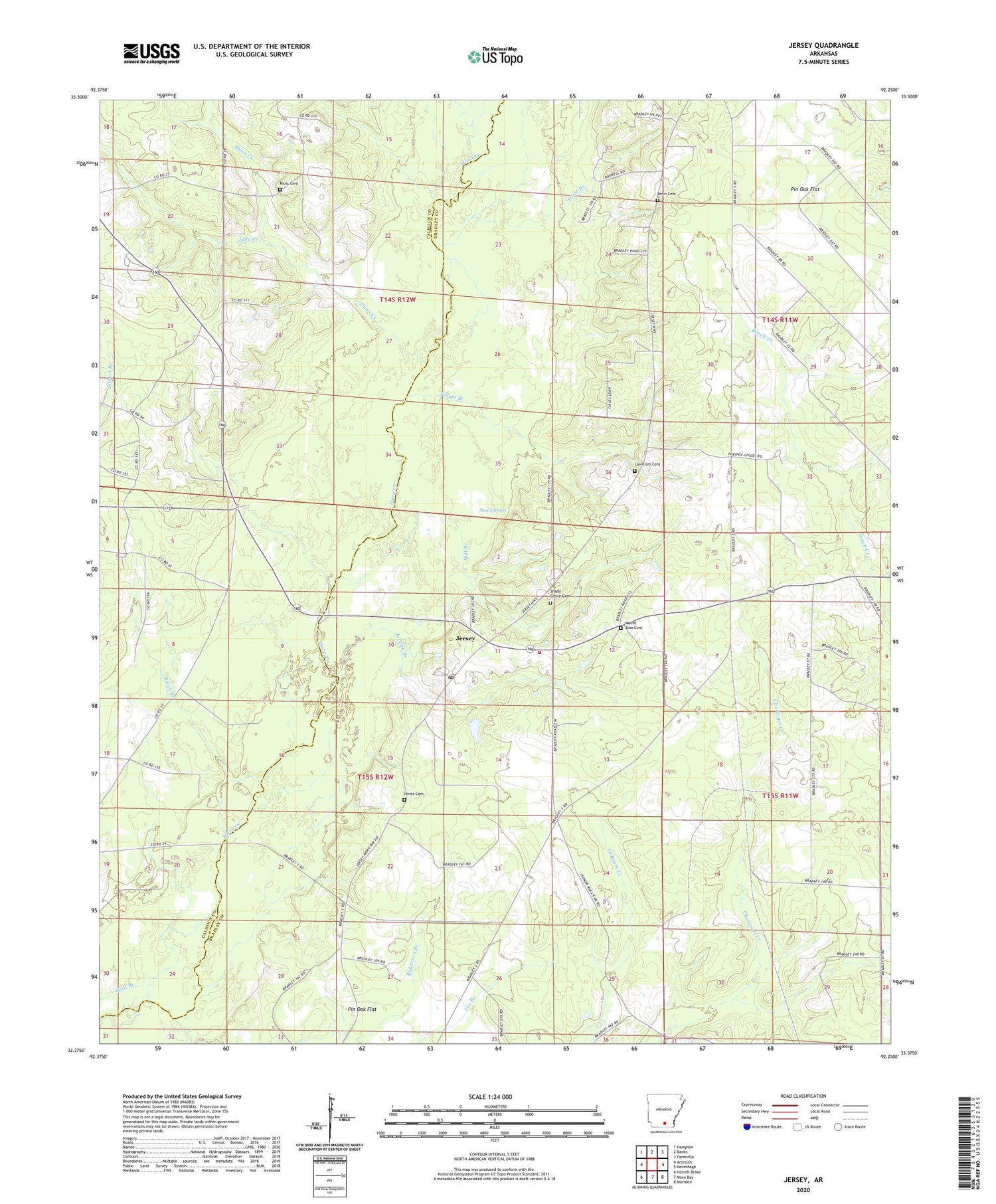 Jersey Arkansas US Topo Map Image