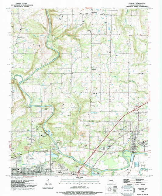 Classic USGS Judsonia Arkansas 7.5'x7.5' Topo Map Image