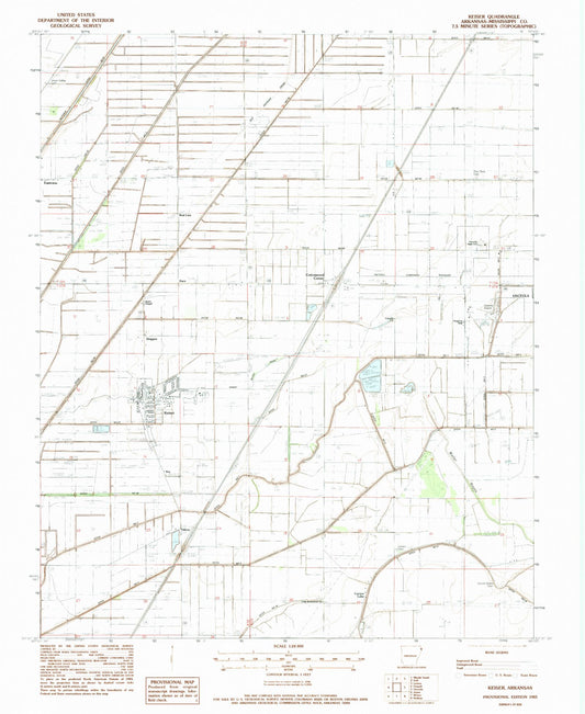 Classic USGS Keiser Arkansas 7.5'x7.5' Topo Map Image