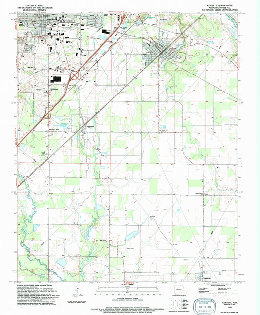 Classic USGS Kensett Arkansas 7.5'x7.5' Topo Map Image