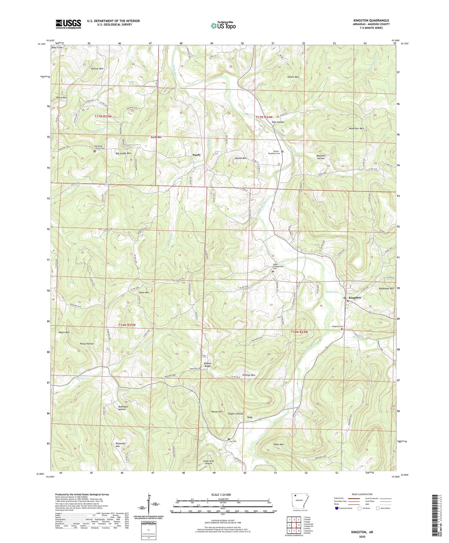 Kingston Arkansas US Topo Map Image