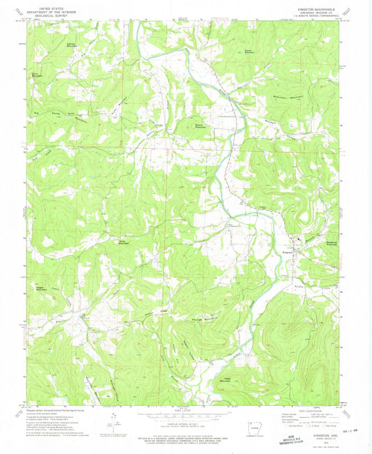 Classic USGS Kingston Arkansas 7.5'x7.5' Topo Map Image