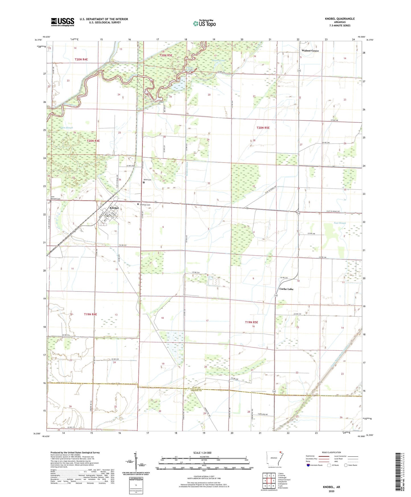 Knobel Arkansas US Topo Map Image