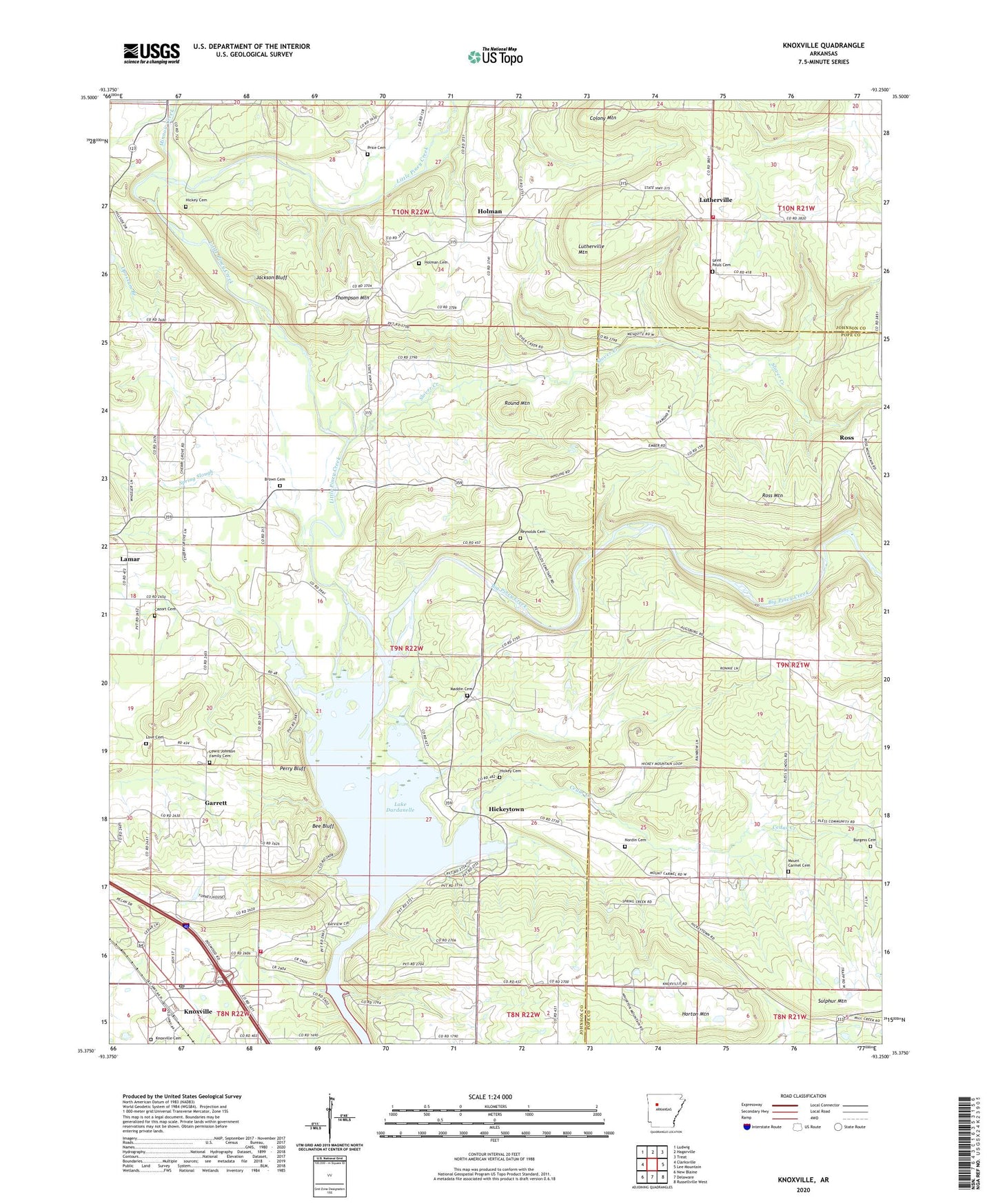 Knoxville Arkansas US Topo Map Image