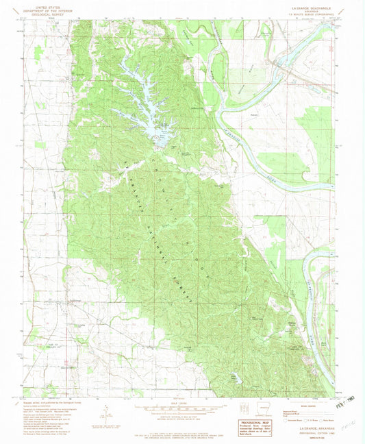 Classic USGS La Grange Arkansas 7.5'x7.5' Topo Map Image