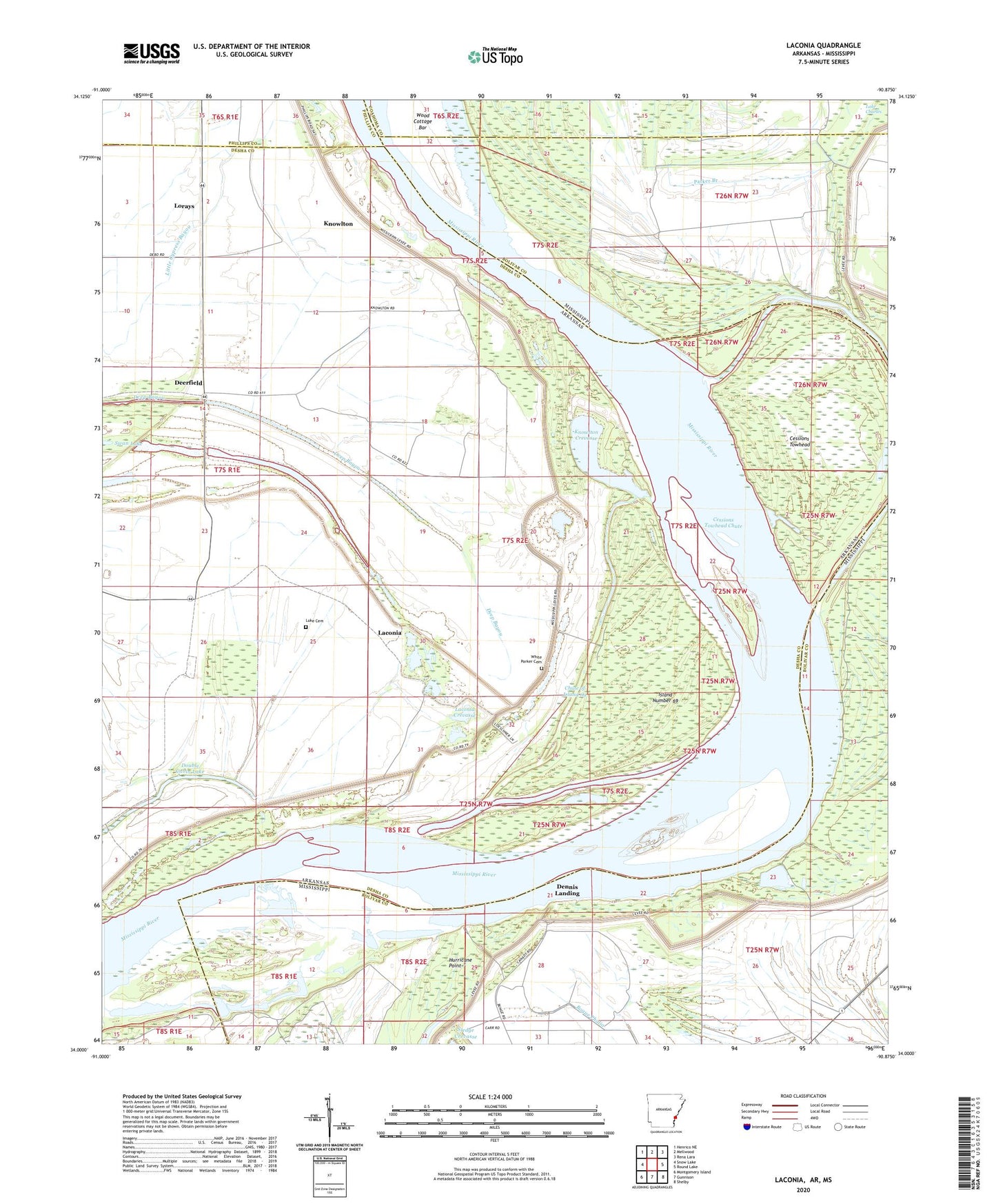 Laconia Arkansas US Topo Map Image