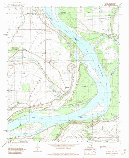 Classic USGS Laconia Arkansas 7.5'x7.5' Topo Map Image