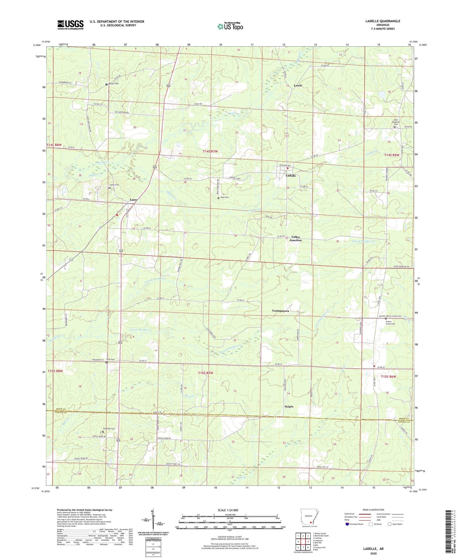 Ladelle Arkansas US Topo Map Image