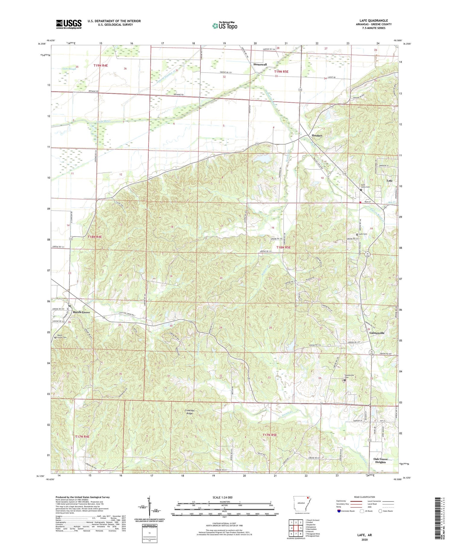 Lafe Arkansas US Topo Map Image