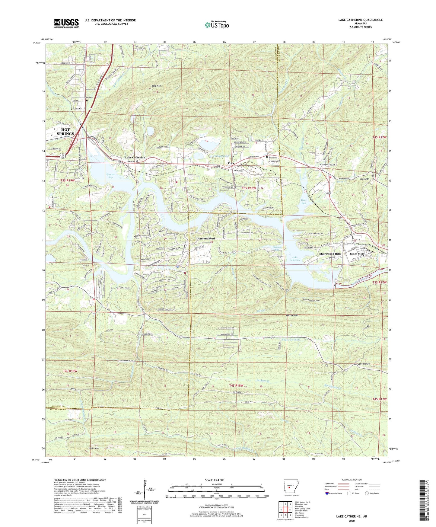 Lake Catherine Arkansas US Topo Map Image