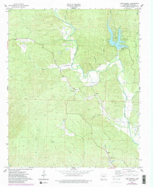 Classic USGS Lake Norrell Arkansas 7.5'x7.5' Topo Map Image