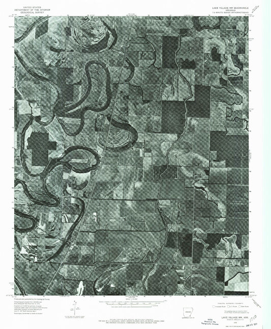 Classic USGS Jerome Arkansas 7.5'x7.5' Topo Map Image