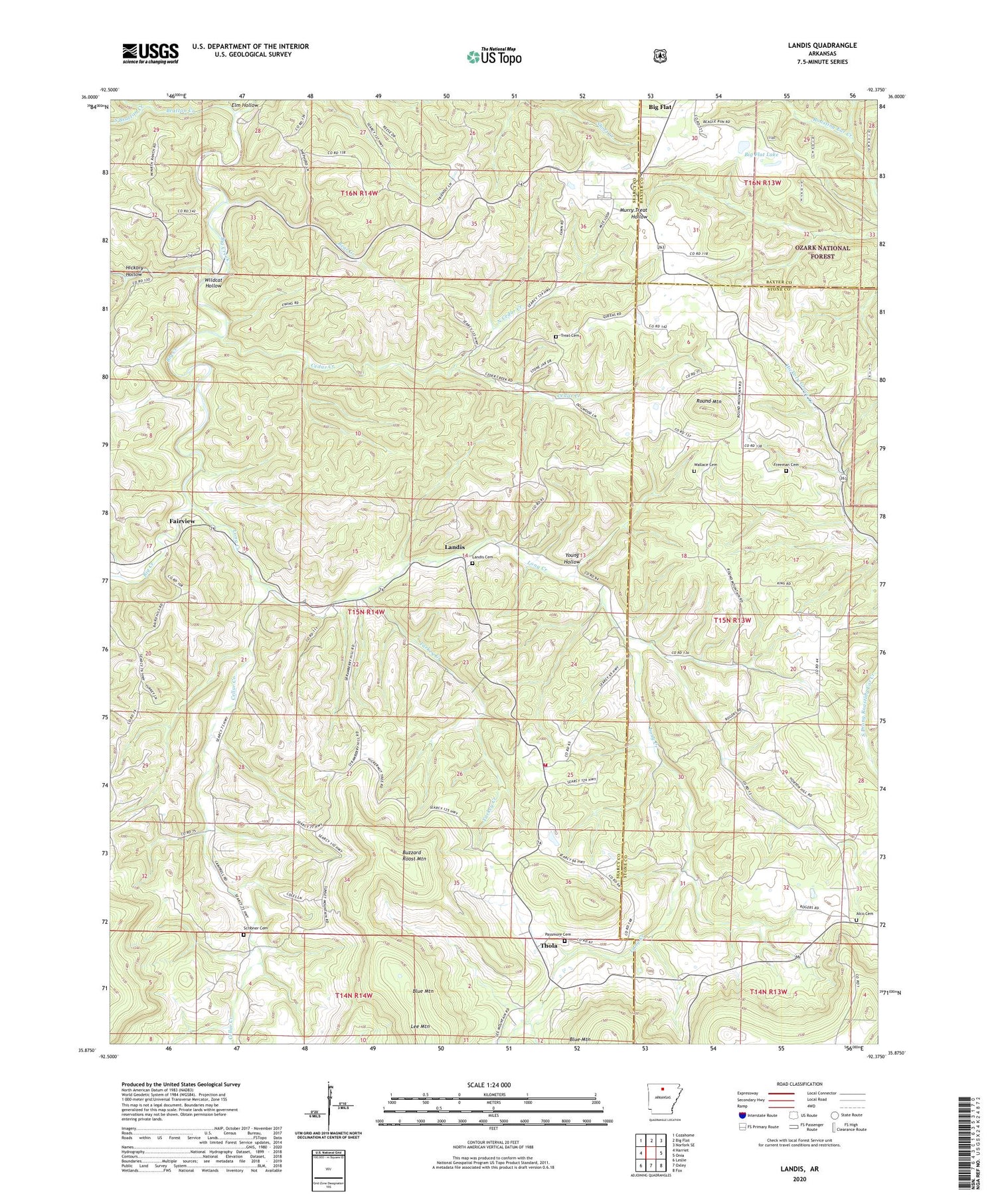 Landis Arkansas US Topo Map Image