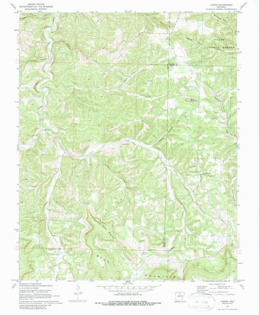 Classic USGS Landis Arkansas 7.5'x7.5' Topo Map Image