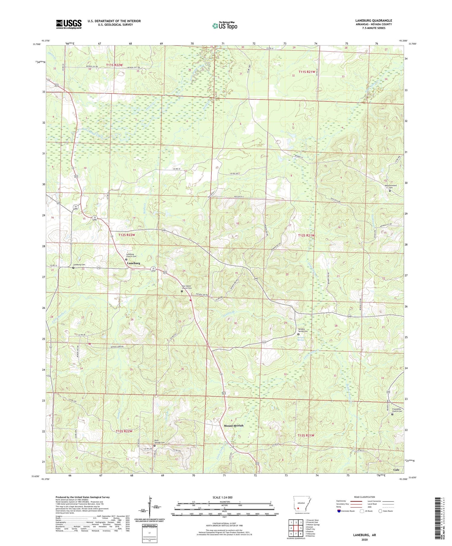 Laneburg Arkansas US Topo Map Image