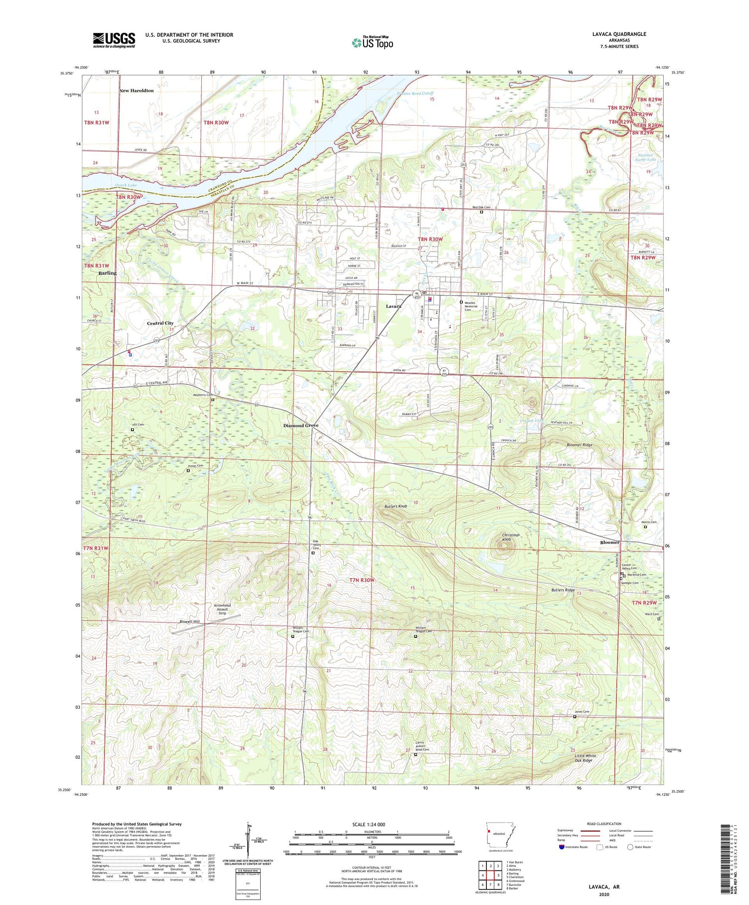 Lavaca Arkansas US Topo Map Image