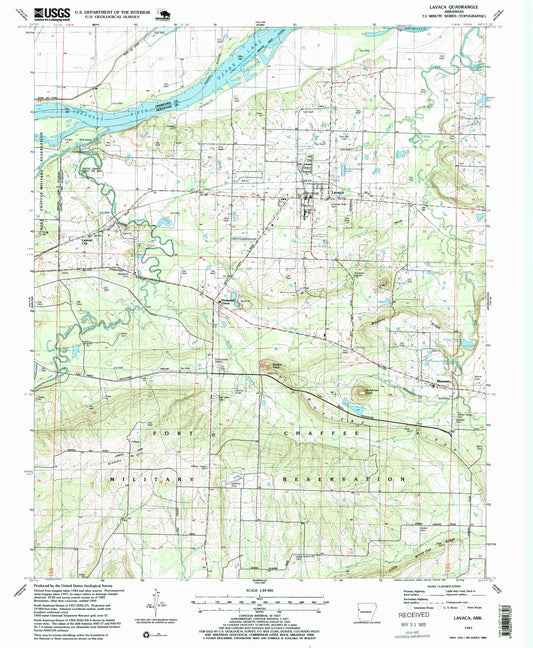 Classic USGS Lavaca Arkansas 7.5'x7.5' Topo Map Image