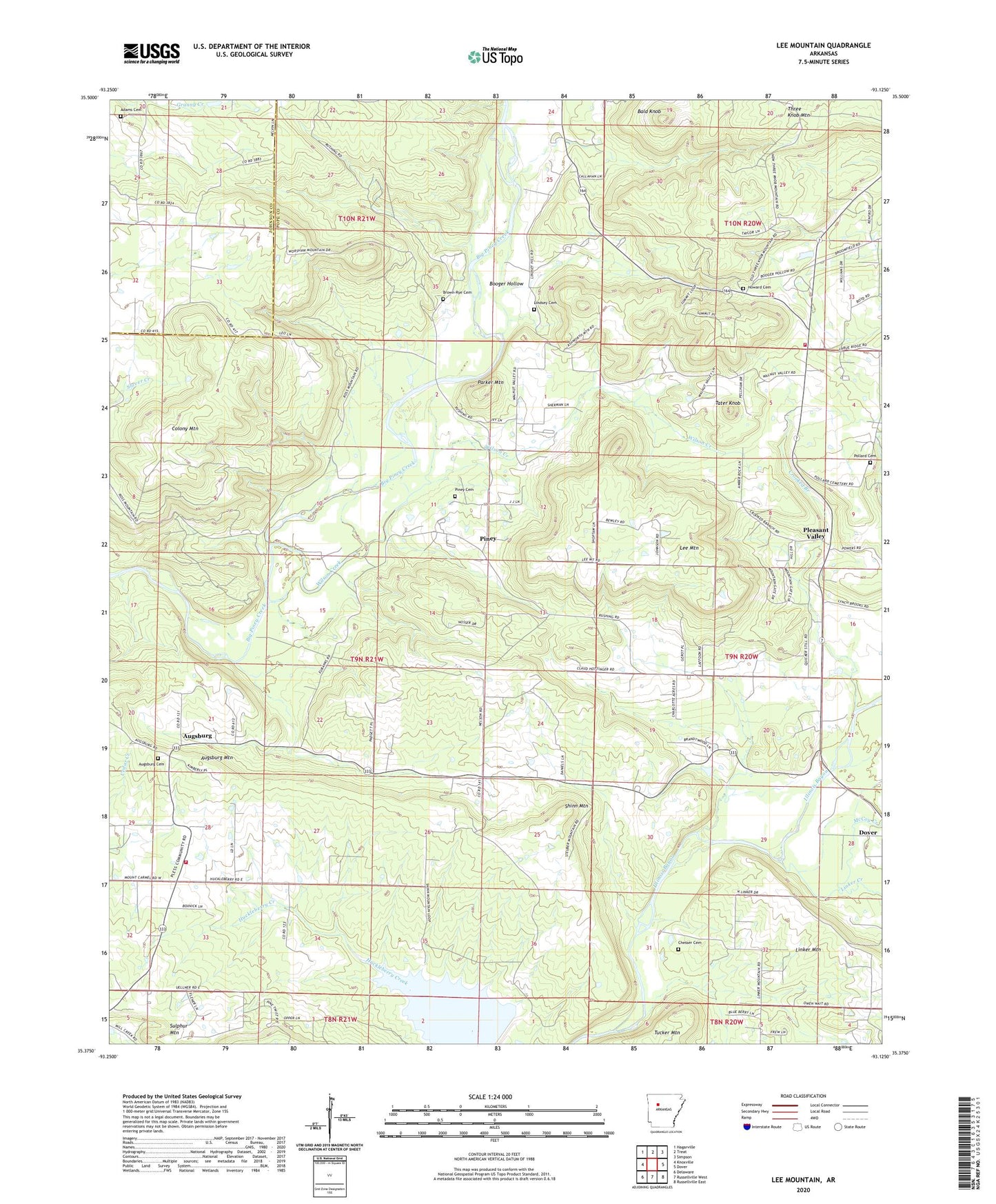 Lee Mountain Arkansas US Topo Map Image
