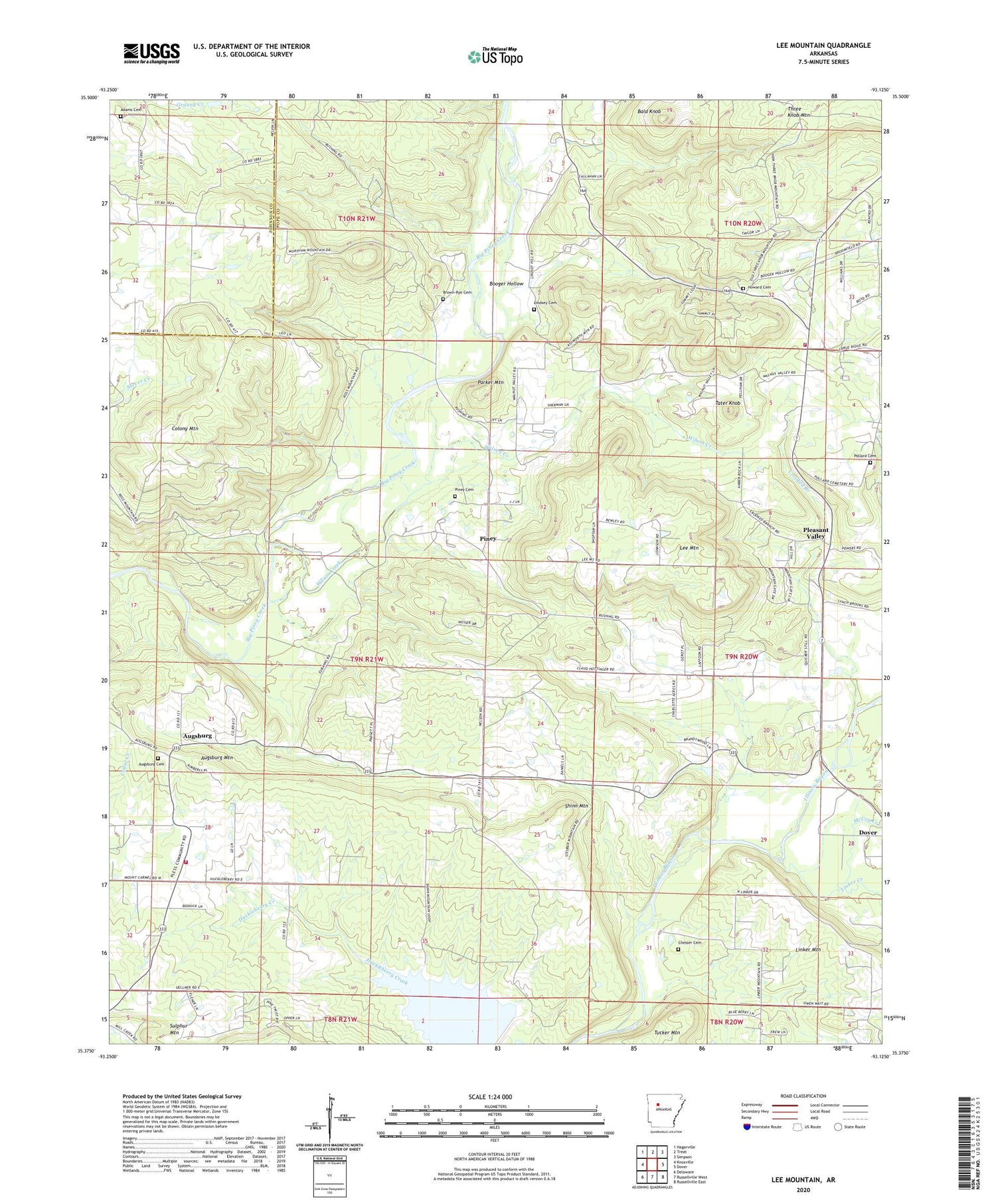 Lee Mountain Arkansas US Topo Map Image