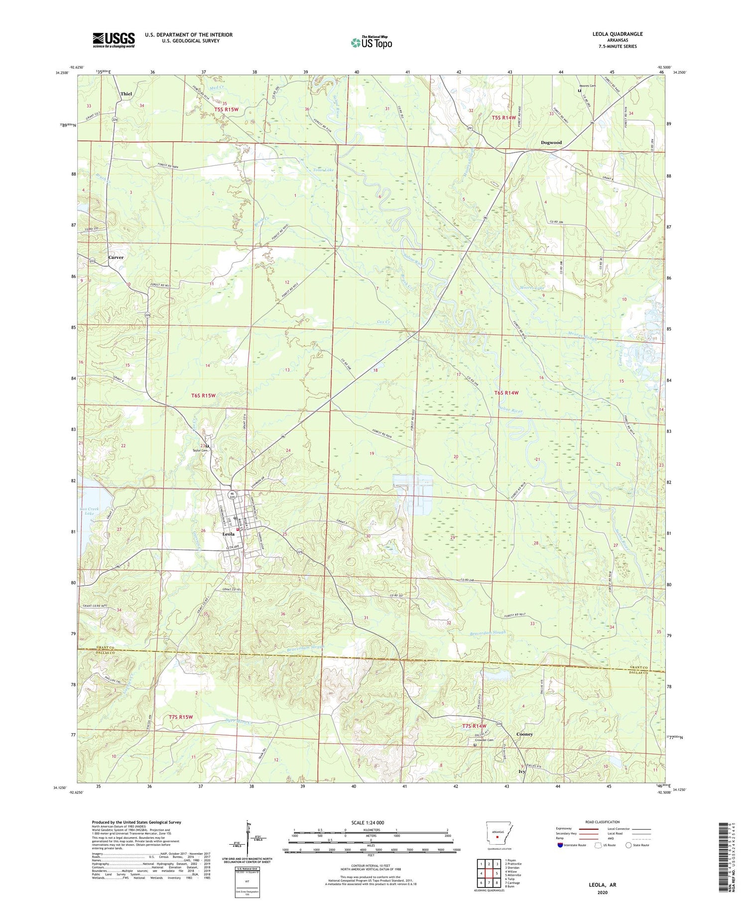Leola Arkansas US Topo Map Image