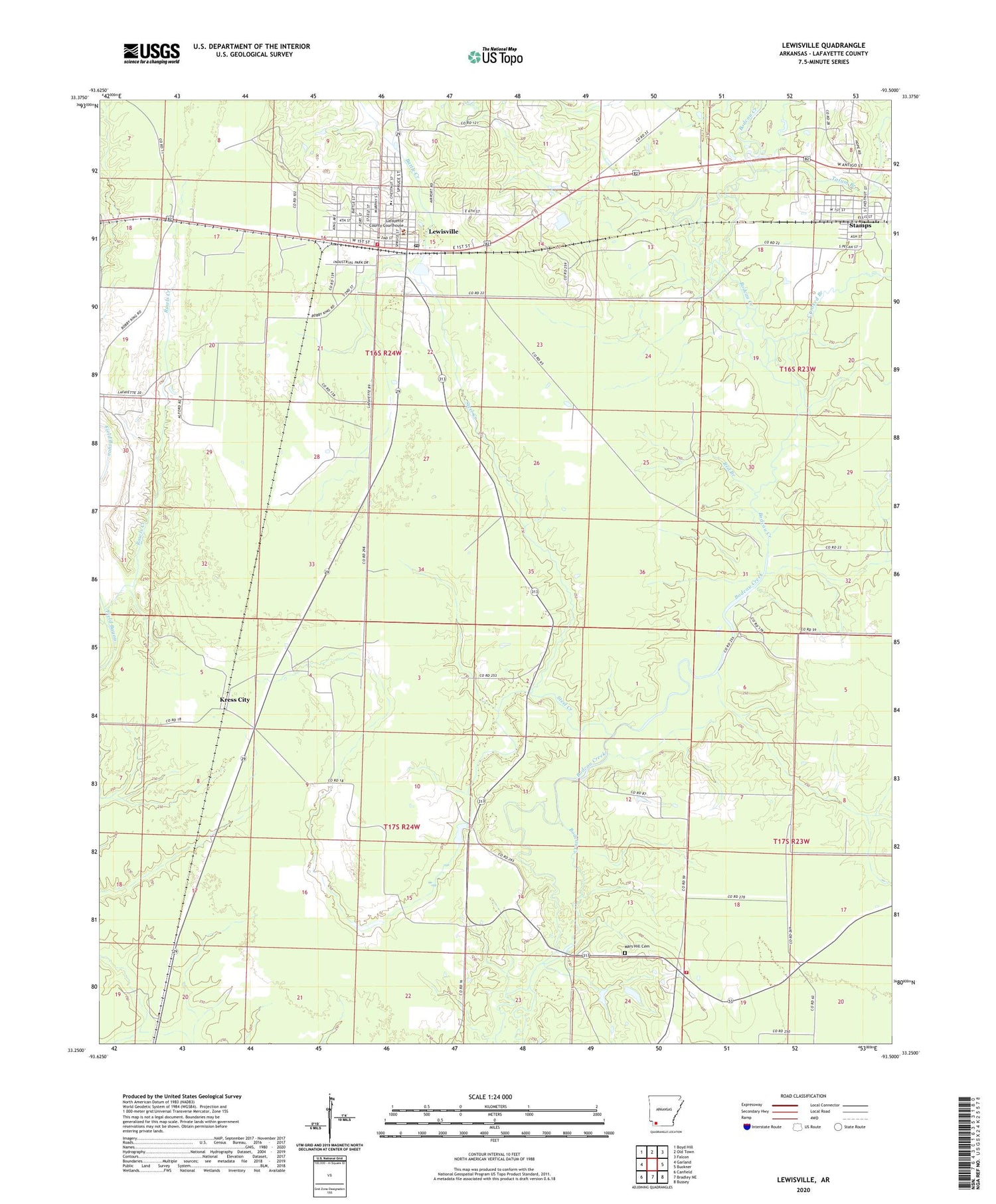 Lewisville Arkansas US Topo Map Image