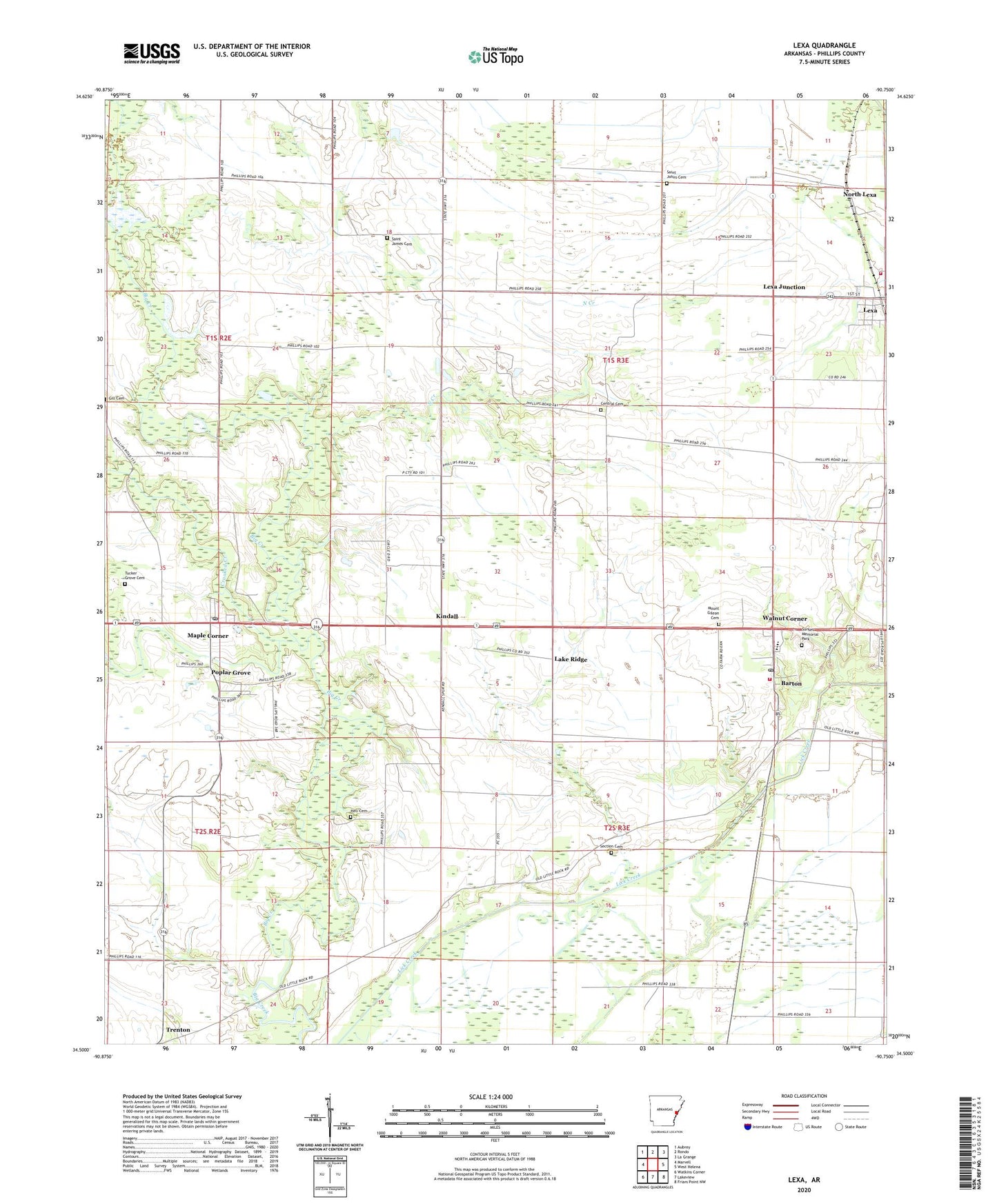 Lexa Arkansas US Topo Map Image