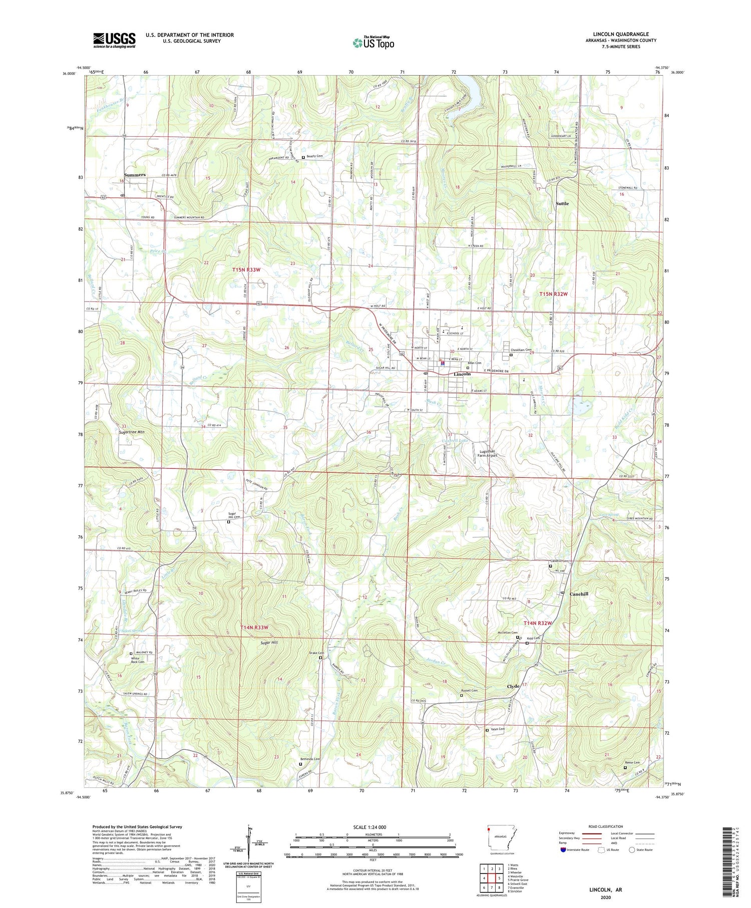 Lincoln Arkansas US Topo Map Image