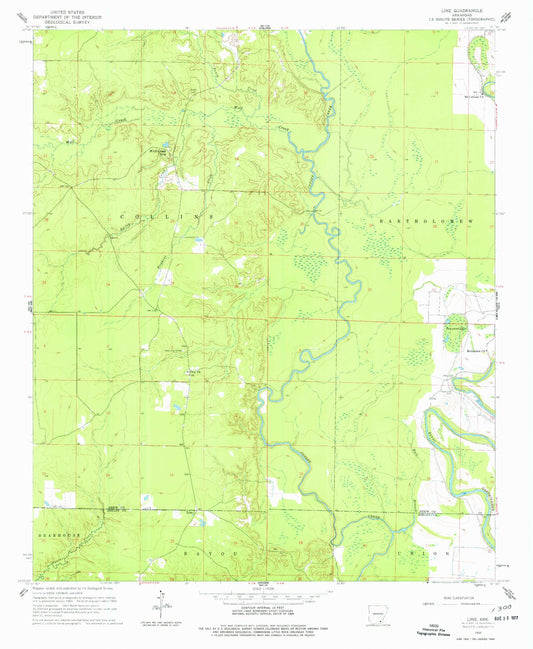 Classic USGS Line Arkansas 7.5'x7.5' Topo Map Image
