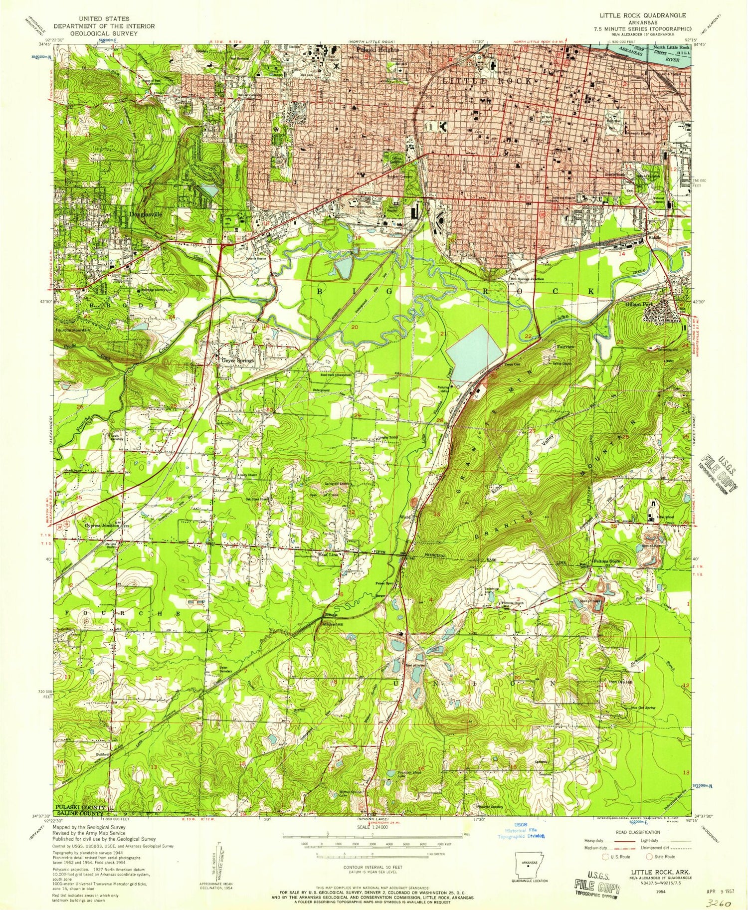Classic USGS Little Rock Arkansas 7.5'x7.5' Topo Map Image