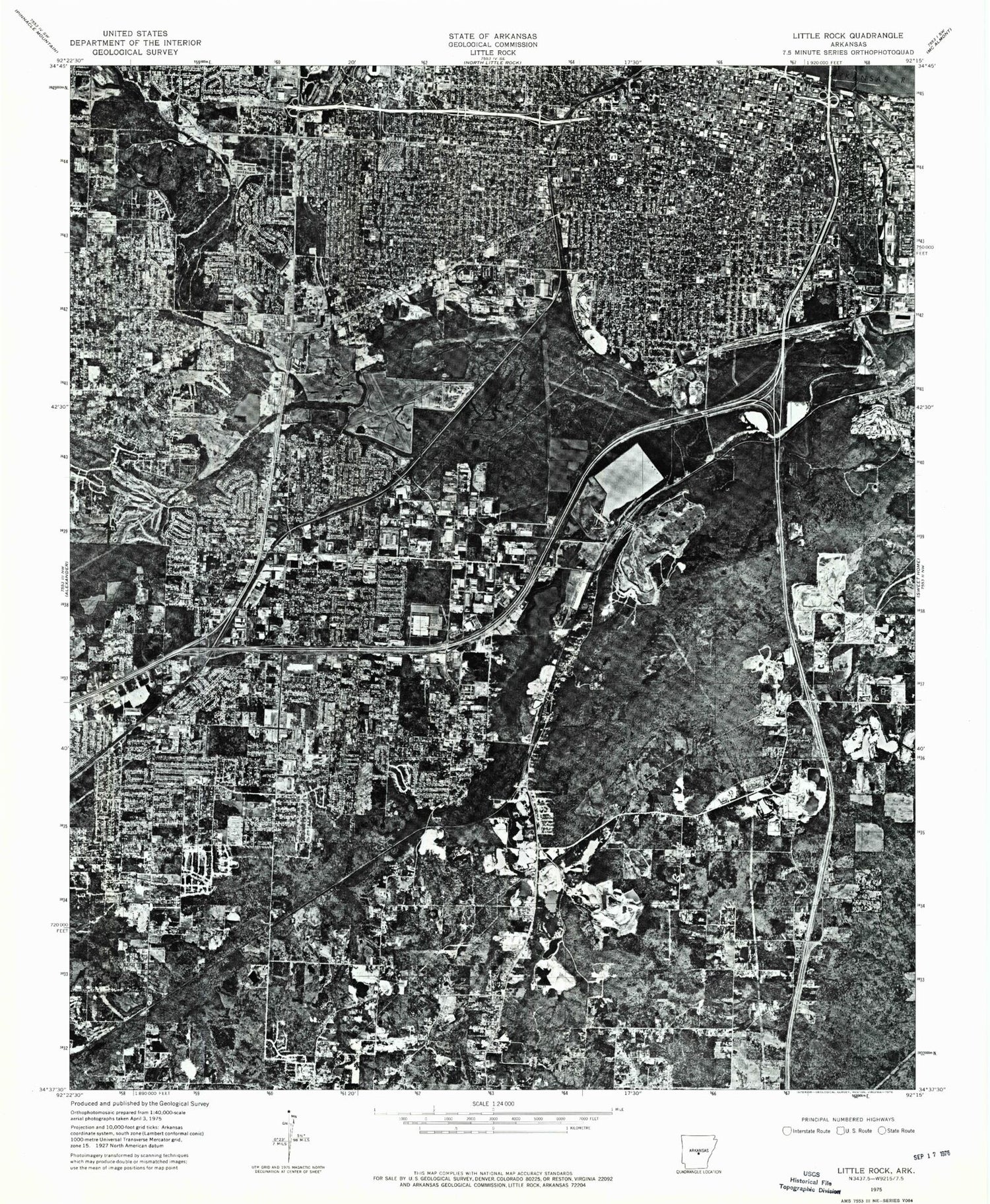Classic USGS Little Rock Arkansas 7.5'x7.5' Topo Map Image