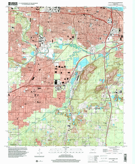 Classic USGS Little Rock Arkansas 7.5'x7.5' Topo Map Image