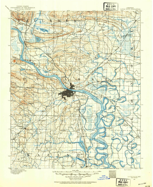 Historic 1891 Little Rock Arkansas 30'x30' Topo Map Image