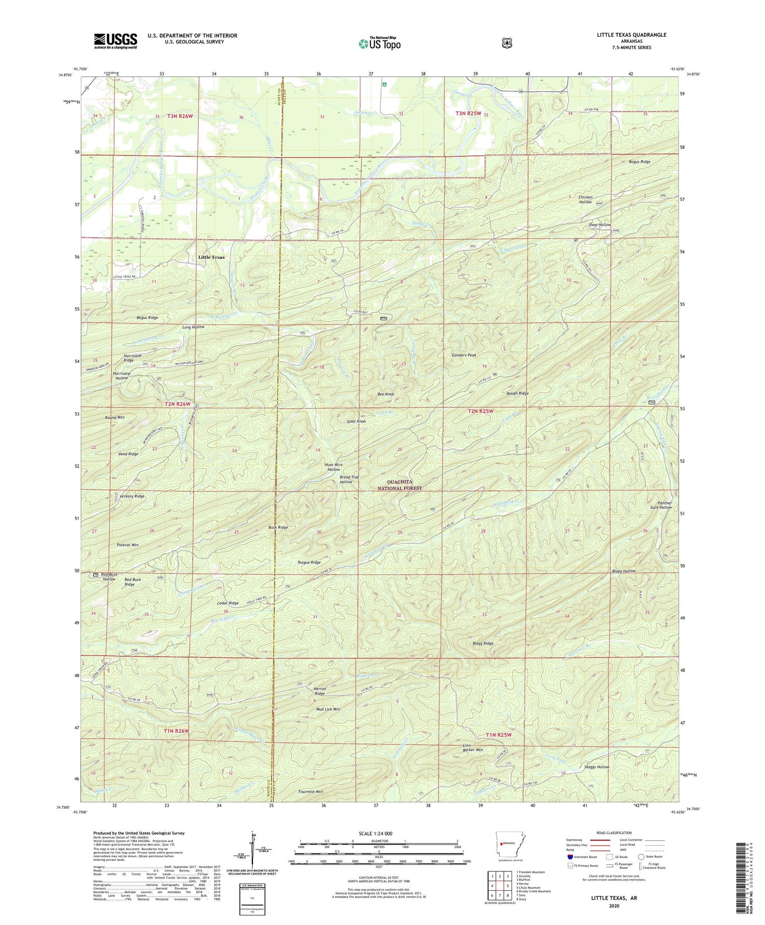 Little Texas Arkansas US Topo Map Image
