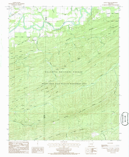 Classic USGS Little Texas Arkansas 7.5'x7.5' Topo Map Image