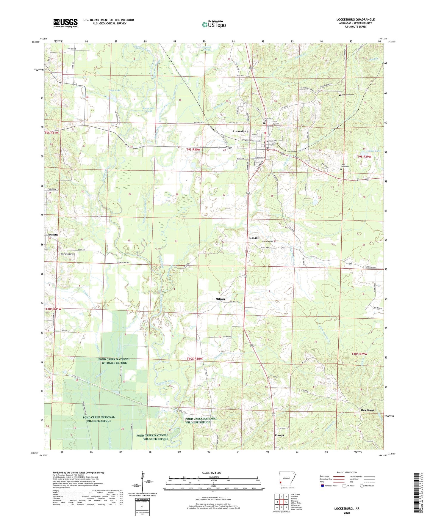 Lockesburg Arkansas US Topo Map Image