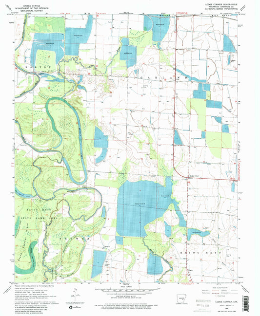 Classic USGS Lodge Corner Arkansas 7.5'x7.5' Topo Map Image