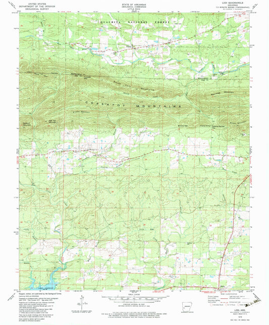 Classic USGS Lodi Arkansas 7.5'x7.5' Topo Map Image