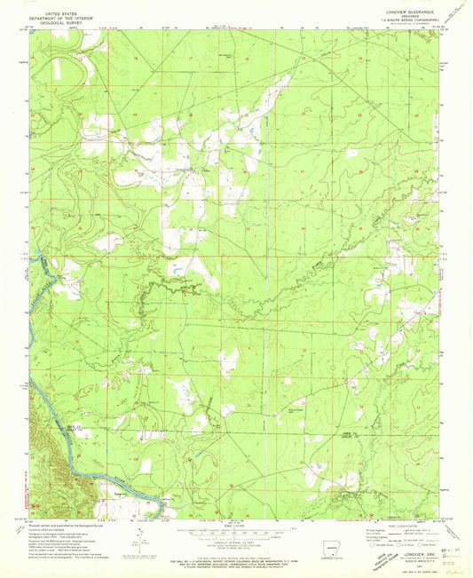 Classic USGS Longview Arkansas 7.5'x7.5' Topo Map Image