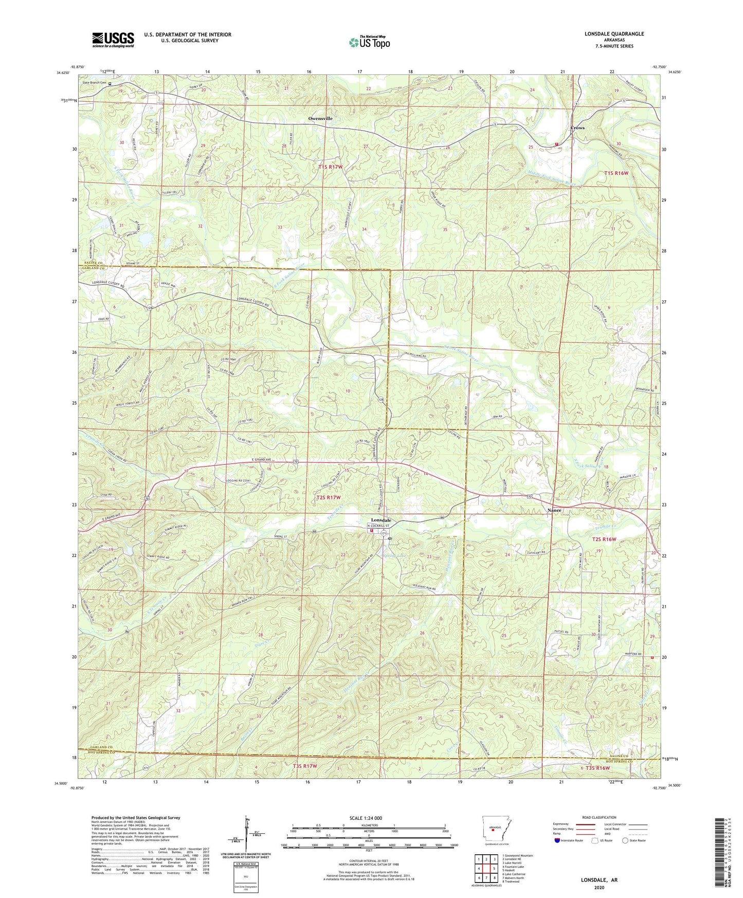 Lonsdale Arkansas US Topo Map Image