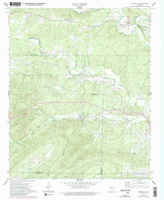 Classic USGS Lonsdale Arkansas 7.5'x7.5' Topo Map Image