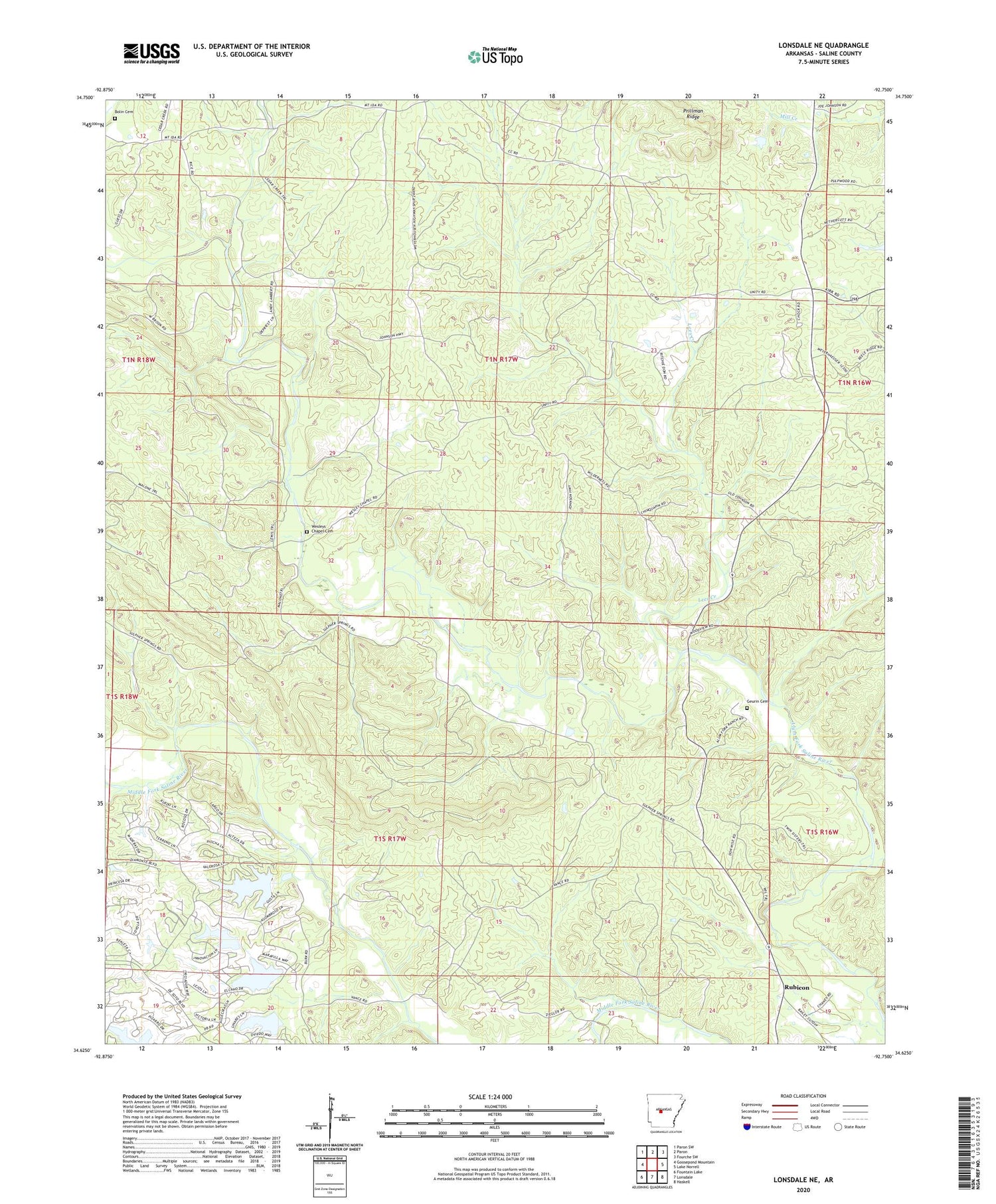 Lonsdale NE Arkansas US Topo Map Image