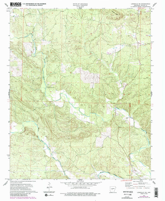 Classic USGS Lonsdale NE Arkansas 7.5'x7.5' Topo Map Image