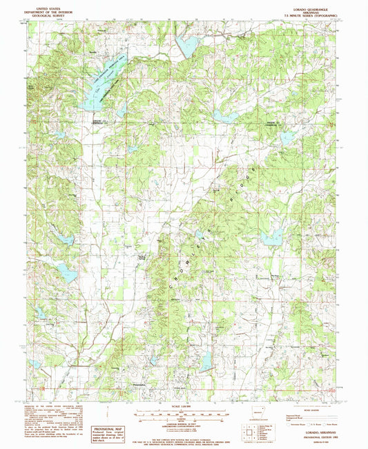 Classic USGS Lorado Arkansas 7.5'x7.5' Topo Map Image