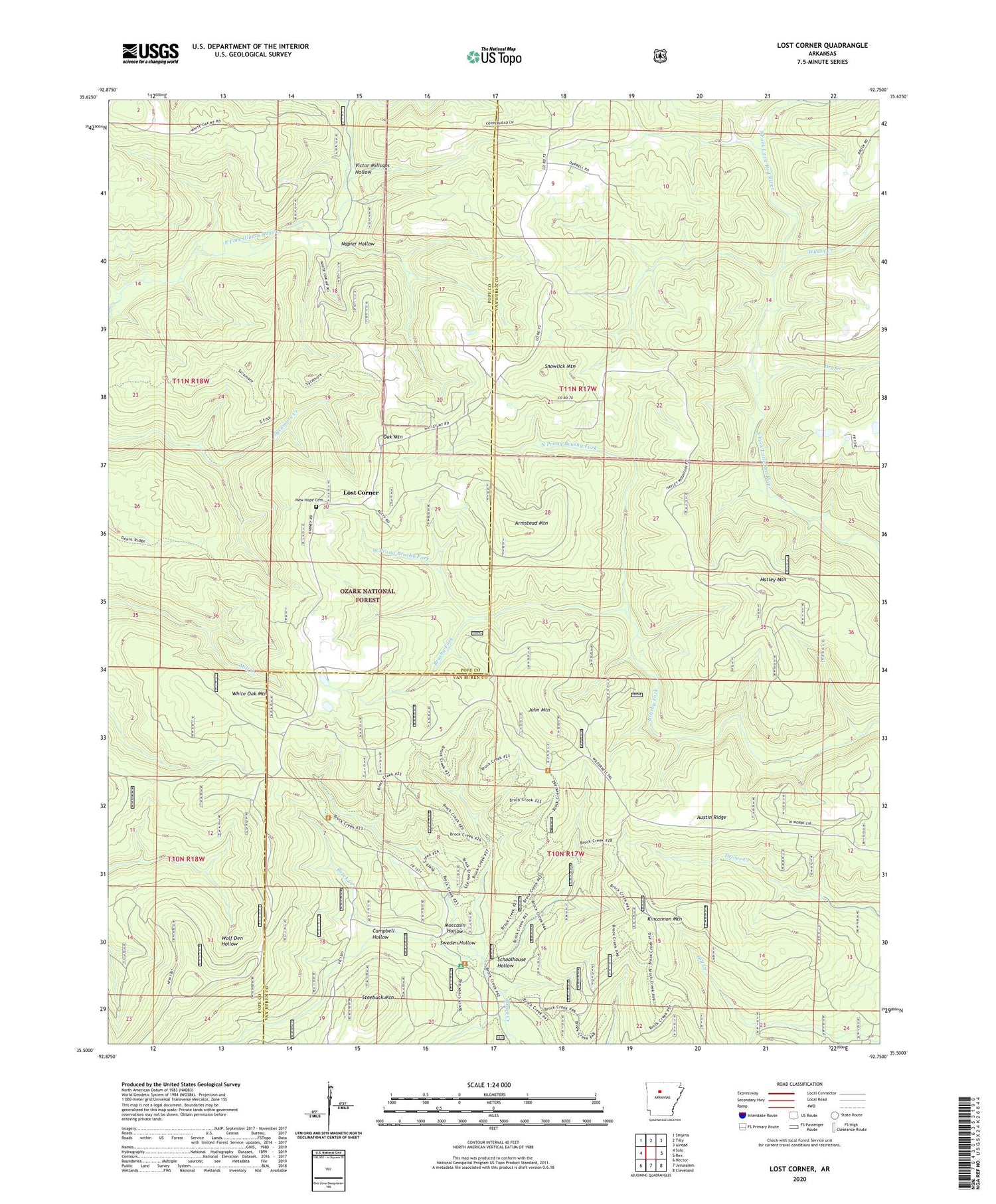 Lost Corner Arkansas US Topo Map Image